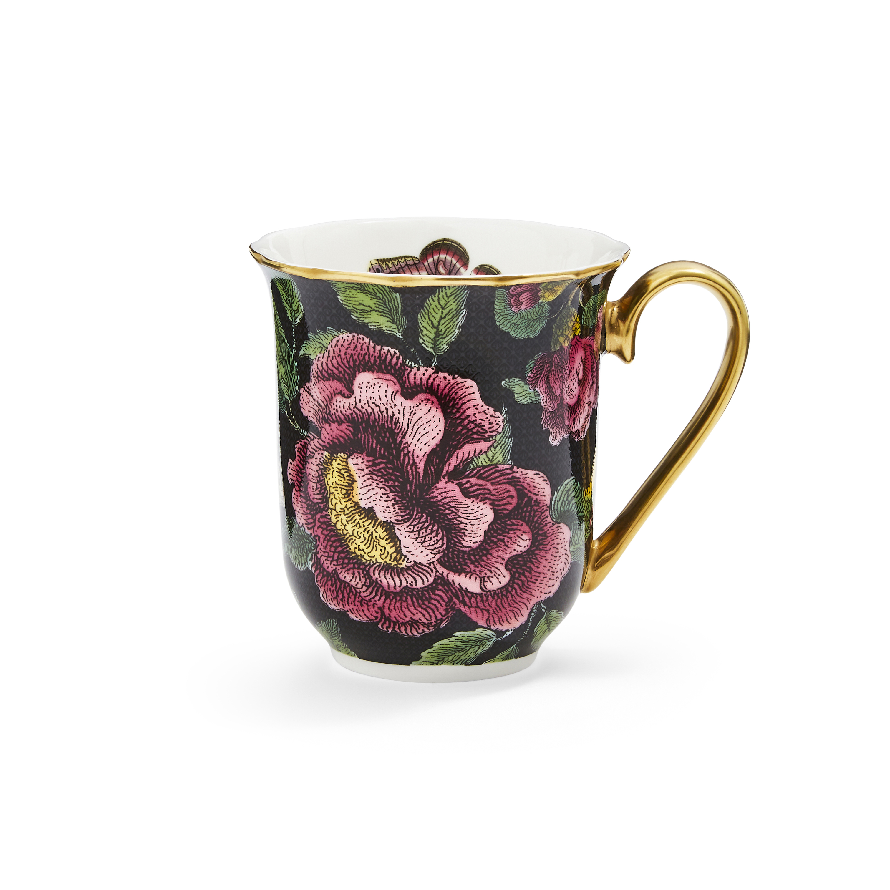 Creatures of Curiosity Black Floral Mug image number null